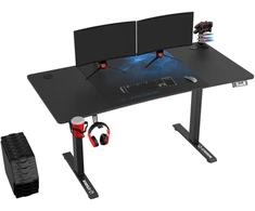 Reguliuojamo aukščio žaidimų stalas Ultradesk LEVEL V2, 140 x 68 cm, Juodos/mėlynos spalvos