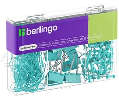 Rinkinys biurowy spinacze klipy pinezki mėlyna, 1szt. Berlingo, 120 vnt w opakowaniu