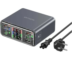 4smarts stalinis įkroviklis Lucid GaN „pasidaryk pats“ 360 W įkrovimo stotelė, 5xUSB-C, 1xUSB-A, pilka
