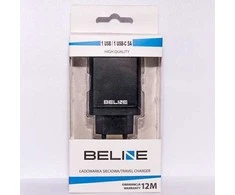 Beline Laidinis įkroviklis 1xUSB i 1xUSB-C 5A 18W juodos spalvos (only head)