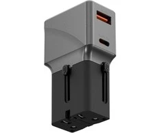 Adapteris Energea TravelWorld 1A1C 25W juodos spalvos, metalinis