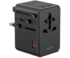 Adapteris USAMS 4-in-1 Univesal kelioninis įkroviklis T72 65W US/AU/EU/UK juodos spalvos