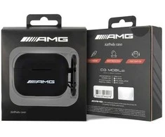 Mercedes Benz Apple AirPods Pro ausinių dėklas 2 AMG silikoninis Baltas Logo (AMAP2RBK) juodos spalvos