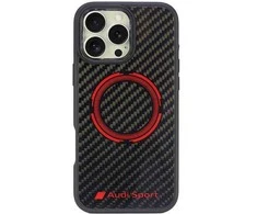 Apple iPhone 16 Pro Max Audi Carbon Fiber Sport Raudona Circle MagSafe (AUS-TPUPCMIP16PM-RSQ/D5-BK) dėklas telefonui juodos spalvos