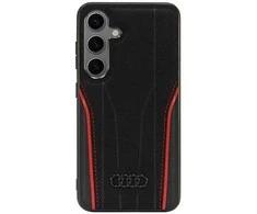 Samsung Galaxy S24 Audi Genuine odinis MagSafe Dėklas (AU-TPUPCS24-R8/D3-RD) juodos spalvos ir raudonos spalvos