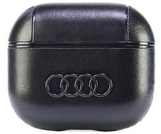 Apple AirPods 3 Audi Leather Big Logo Cover (AU-AP3-GT/D3-BK) dėklas ausinėms juodos spalvos