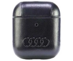 Apple AirPods 1 / 2 Audi Leather Big Logo Cover (AU-AP-GT/D3-BK) dėklas ausinėms juodos spalvos