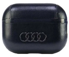 Apple AirPods Pro 2 Audi Leather Big Logo Cover (AU-APP2-GT/D3-BK) dėklas ausinėms juodos spalvos