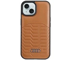 Apple iPhone 13 / 14 / 15 Audi Synthetic odinis dėklas MagSafe (AU-TPUPCMIP15-GT/D3-BN) rudos spalvos