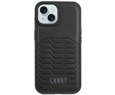 Apple iPhone 13 / 14 / 15 Audi Synthetic odinis dėklas MagSafe (AU-TPUPCMIP15-GT/D3-BK) juodos spalvos