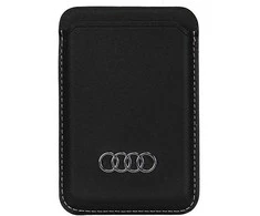 Kortelių dėklas Audi Eko oda Wallet Card Slot MagSafe (AU-MSCH-Q3/D1-BK) juodos spalvos
