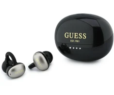 Guess Metallic Finish Classic Logo OWS belaidės ausinės juodos spalvos