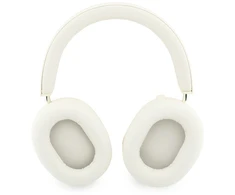 Ausinės su lankeliu ant galvos Guess Metallic Effect Metal Script Logo Bluetooth ENC smėlio spalva