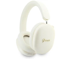 Ausinės su lankeliu ant galvos Guess Metallic Effect Metal Script Logo Bluetooth ENC smėlio spalva