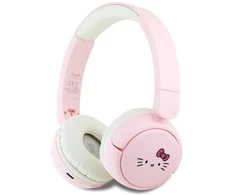 Ant ausų uždedamos ausinės Hello Kitty Face Logo Bluetooth rožinės spalvos