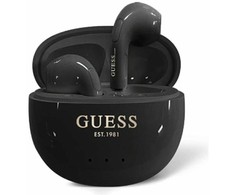Ausinės TWS Guess Glossy Effect Egg Shape Printed Classic Logo juodos spalvos