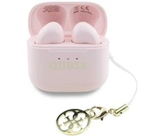 Ausinės TWS Guess Glossy Effect Printed Classic Logo & Charm rožinės spalvos