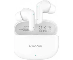 USAMS E05 TWS ausinės Bluetooth 6.0 belaidės baltos spalvos