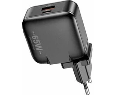 AWEI laidinis įkroviklis PD55-EU 65W USB + USB-C juodos spalvosGaN