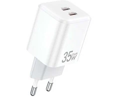 AWEI laidinis įkroviklis PD65-EU 35W 2x USB-C baltos spalvos GaN
