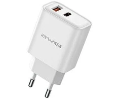 Įkroviklis Awei PD81-EU 22.5W USB-A/USB-C baltas