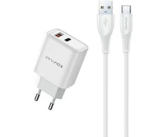 Įkroviklis Awei PD81T-EU 22.5W USB-A/USB-C + USB-A į USB-C laidas 1.0m baltas