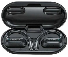 AWEI Bluetooth 5.4 ausinės OWS T93+ docking station juodos spalvos