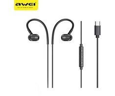 AWEI TC-6 USB stereo ausinės-C juodos spalvos