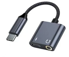 Beline Adapteris skirstytuvas USB-C į USB-C/Jack 3,5mm 60W juodos spalvos DAC BLNAA01