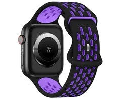 Beline apyrankė Apple Watch New Sport silikoninė 42/44/45/49mm juodos ir violetinės spalvos box