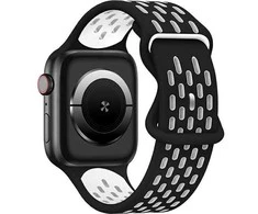 Beline apyrankė Apple Watch New Sport silikoninė 38/40/41mm juodos ir baltos spalvos box