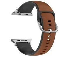 Beline apyrankė Apple Watch Silico Leather 42/44/45/49mm rudos ir juodos spalvos box