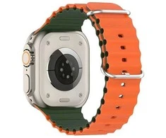 Beline apyrankė Apple Watch silikoninė Waves 42/44/45/49mm žalios ir oranžinės spalvos box