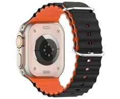 Beline apyrankė Apple Watch silikoninė Waves 38/40/41mm juodos ir oranžinės spalvos box