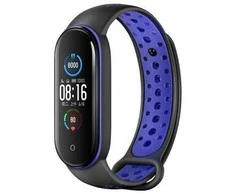 Beline apyrankė Design Mi Band 7/6/5 juodos ir mėlynos spalvos