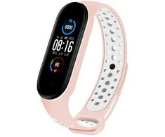 Beline apyrankė Design Mi Band 7/6/5 rožinės ir baltos spalvos