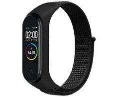 Beline apyrankė Mi Band 7/6/5/4/3 NylonLoop juodos spalvos