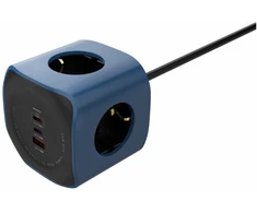 Beline „Cellline“ maitinimo lizdas „Cube“ 6 viename, 2500 W, USB/2 x USB-C, 65 W, mėlynas