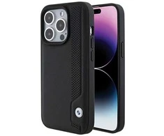 BMW BMHCP15X22RBDK Apple iPhone 15 Pro Max 6.1" dėklas telefonui juodos spalvos Leather Mėlyna Dots