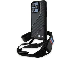 Dėklas BMW BMHCP15X23PSCCK Apple iPhone 15 Pro Max 6.7″ juodos spalvos hardcase M Edition Carbon Stripe &amp; Strap