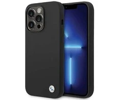 BMW BMHCP15XSILBK Apple iPhone 15 Pro Max 6.7" dėklas telefonui juodos spalvos silikoninis Metal Logo