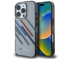 BMW Motosport IML Random Stripes Apple iPhone 16 Pro Max Case - dėklas telefonui pilkos spalvos