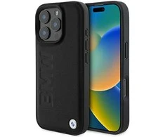 BMW Leather Hot Stamp Apple iPhone 16 Pro Max - dėklas telefonui juodos spalvos