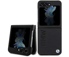 Dėklas BMW BMHCZF5SLLBK Z Flip5 F731 juodos spalvos Leather Hot Stamp