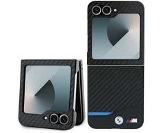 BMW M PU Carbon Mėlyna Line Samsung Galaxy Z Flip6 dėklas telefonui juodos spalvos