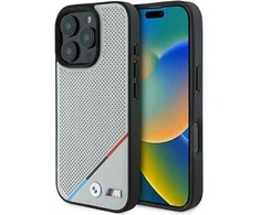 BMW M Perforated Tricolor Line MagSafe Case Apple iPhone 16 Pro - dėklas telefonui pilkos spalvos