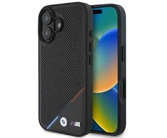 BMW M Perforated Tricolor Line MagSafe Case Apple iPhone 16 Plus - dėklas telefonui juodos spalvos