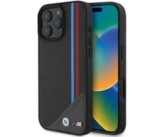 BMW BMHMP16S23PUTRK Apple iPhone 16 6.1" dėklas telefonui juodos spalvos hardcase M Meshed Tricolor Stripes MagSafe