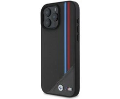 BMW BMHMP16S23 PUTRK Apple iPhone 16 6.1″ juodos spalvos kietas dėklas M Meshed Tricolor Stripes MagSafe