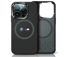 BMW BMHMP16S23SROK Apple iPhone 16 6.1" dėklas telefonui juodos spalvos M Silikoninis Printed Ring MagSafe